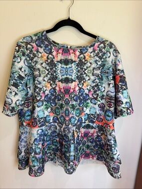ASOS Curve Multicolor Gem-Print Peplum Top, 18 Plus Size